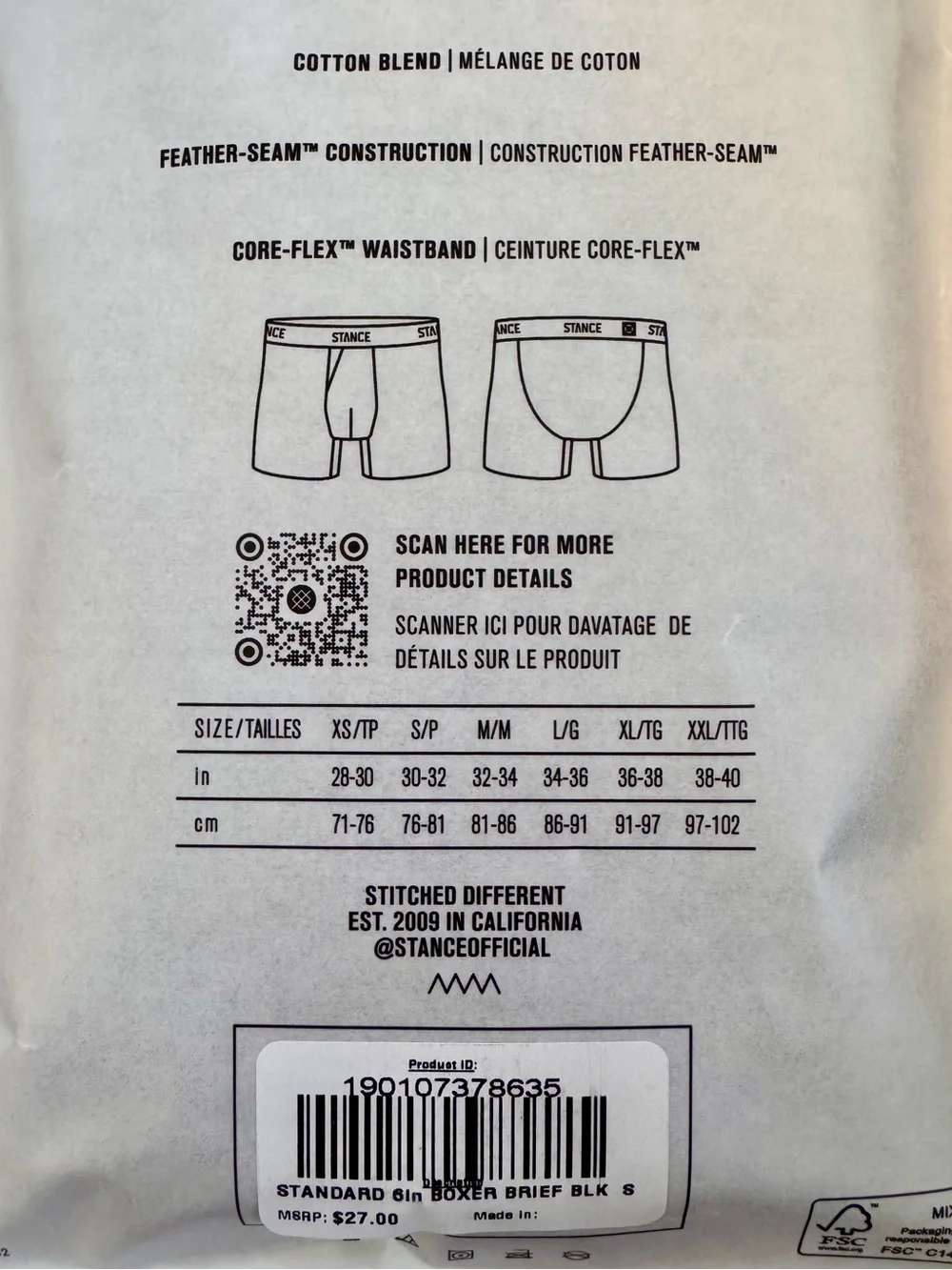 NWT Stance Black Cotton Blend The Boxer Briefs - Men's S